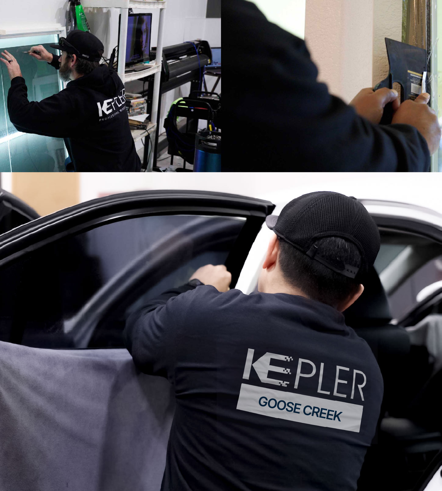 Automotive Window Tinting Expert Applying Film in Goose Creek, South Carolina