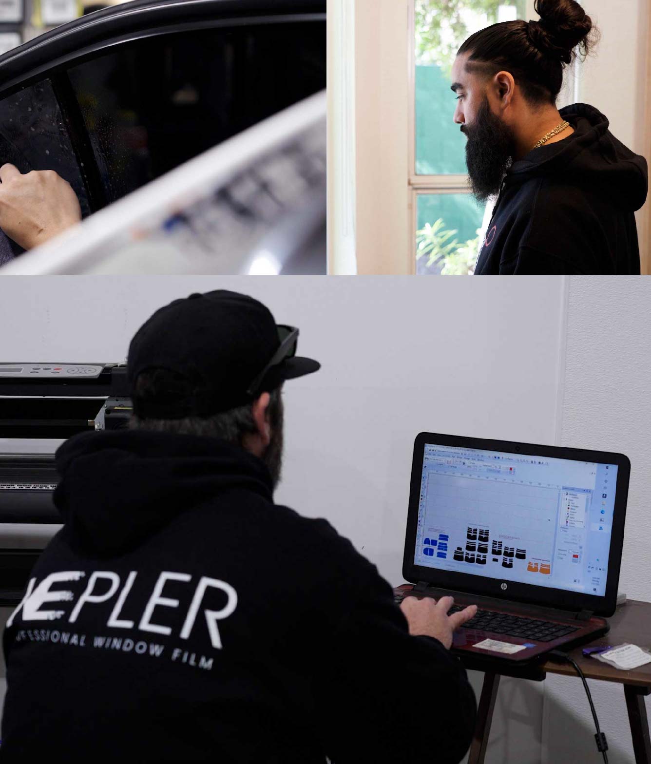 Ceramic Window Tinting Expert Cutting Film in Apollo Beach, Florida