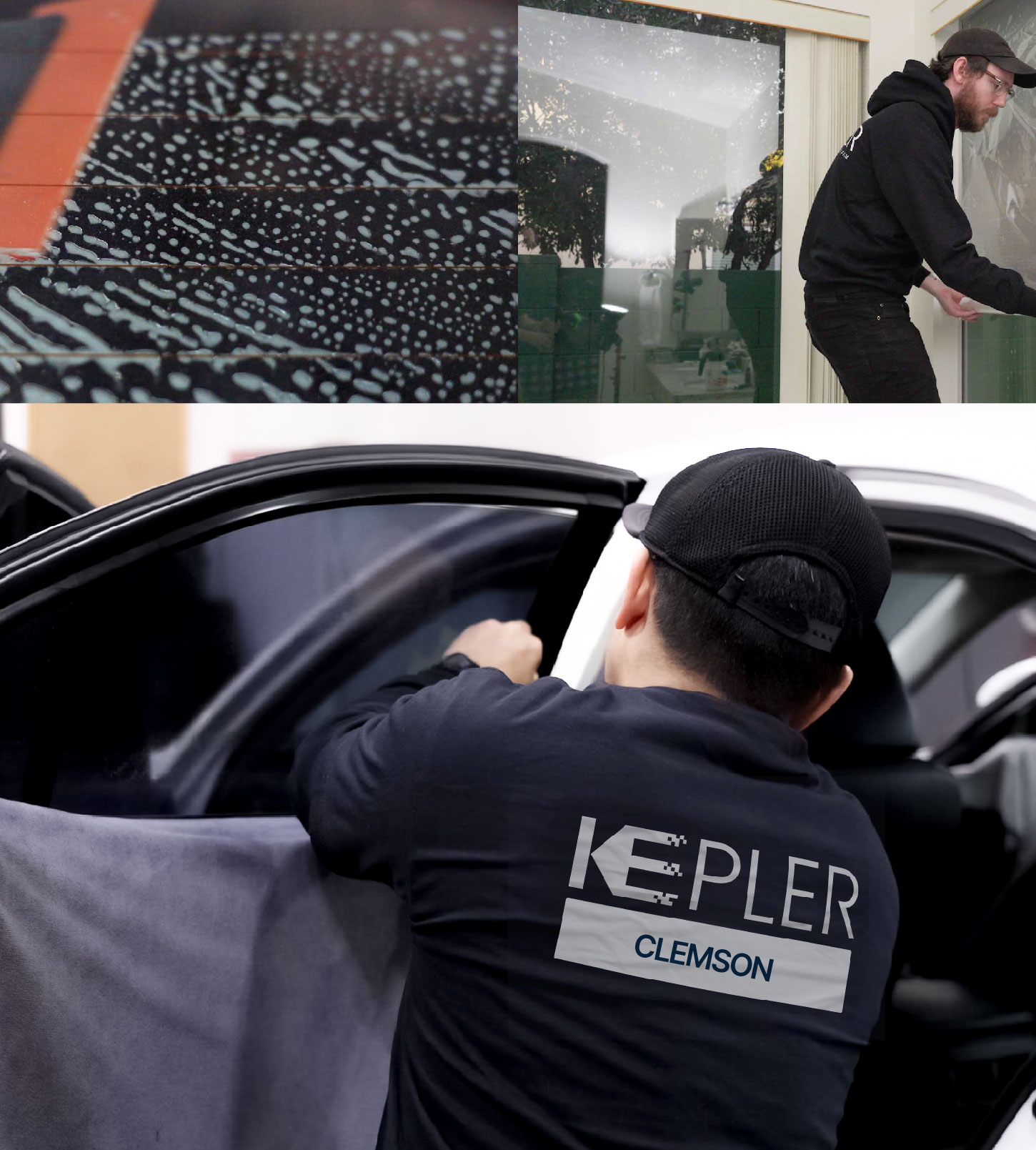 Automotive Window Tinting Expert Applying Film in Clemson, South Carolina