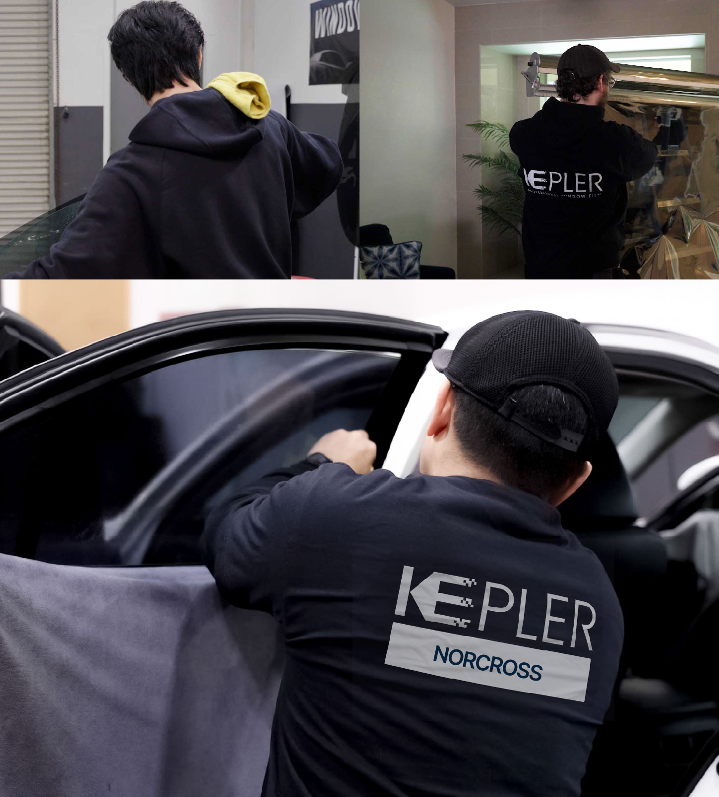 Automotive Window Tinting Expert Applying Film in Norcross, Georgia