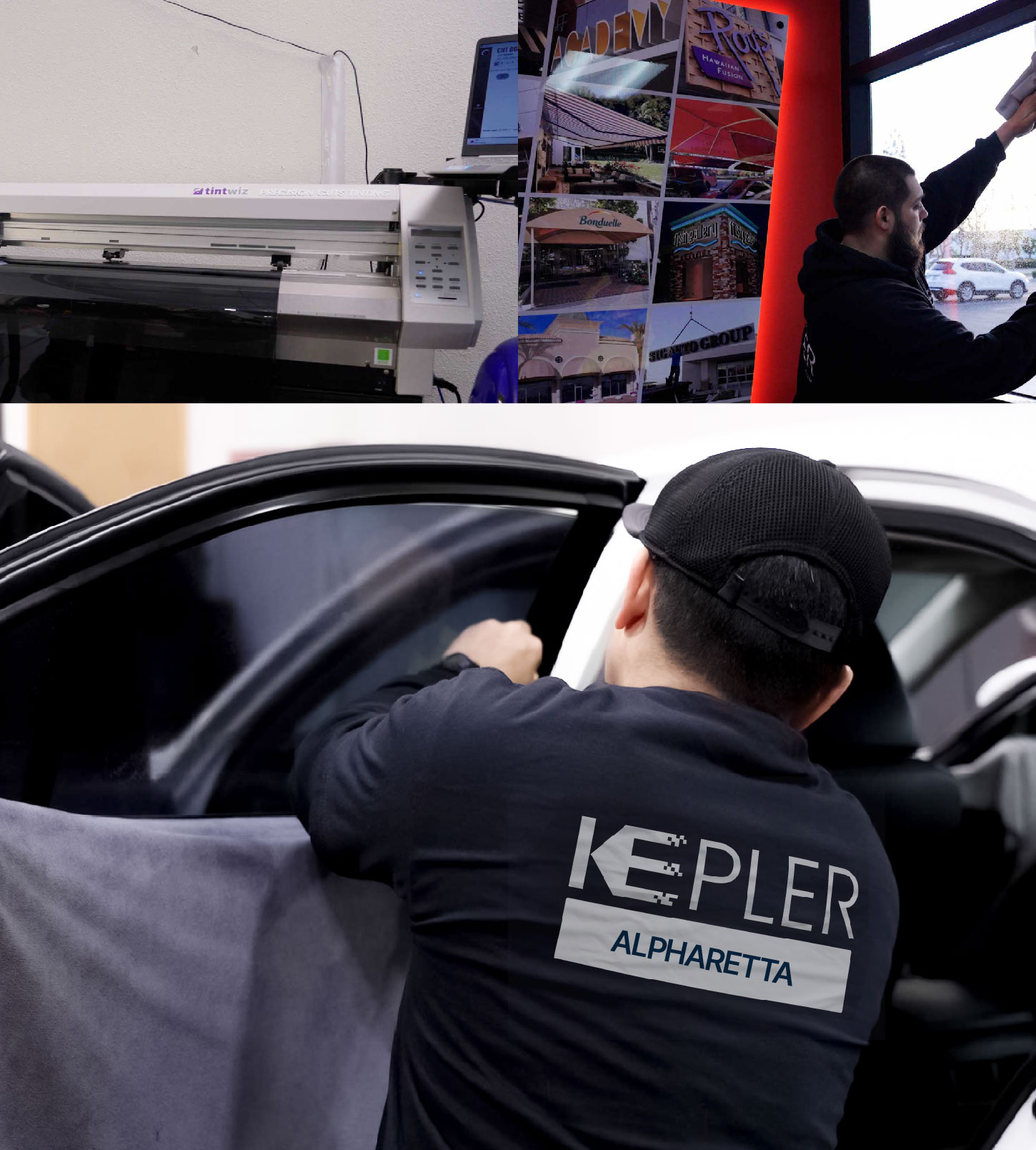 Automotive Window Tinting Expert Applying Film in Alpharetta, Georgia