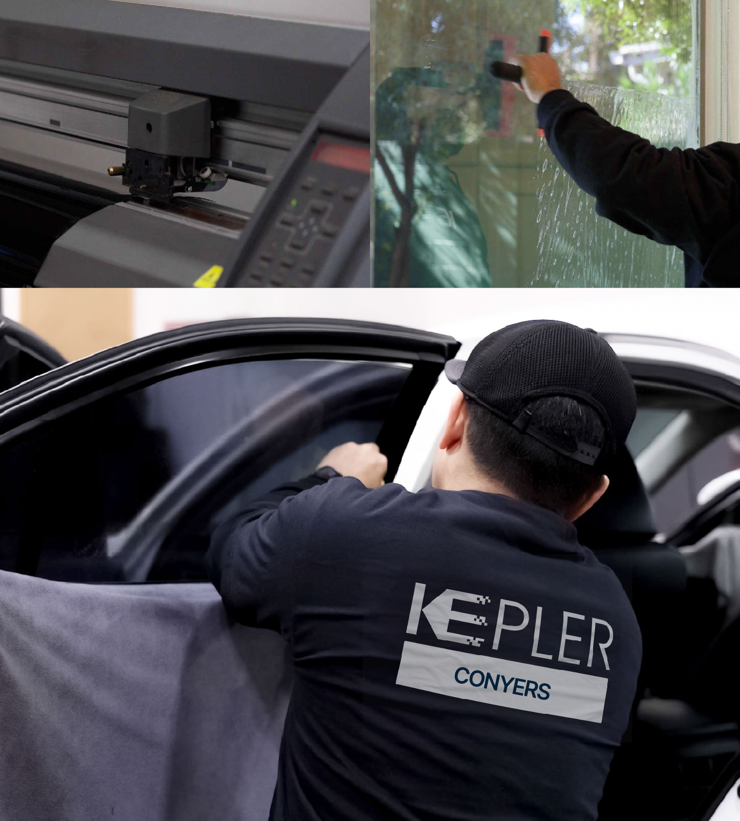 Automotive Window Tinting Expert Applying Film in Conyers, Georgia