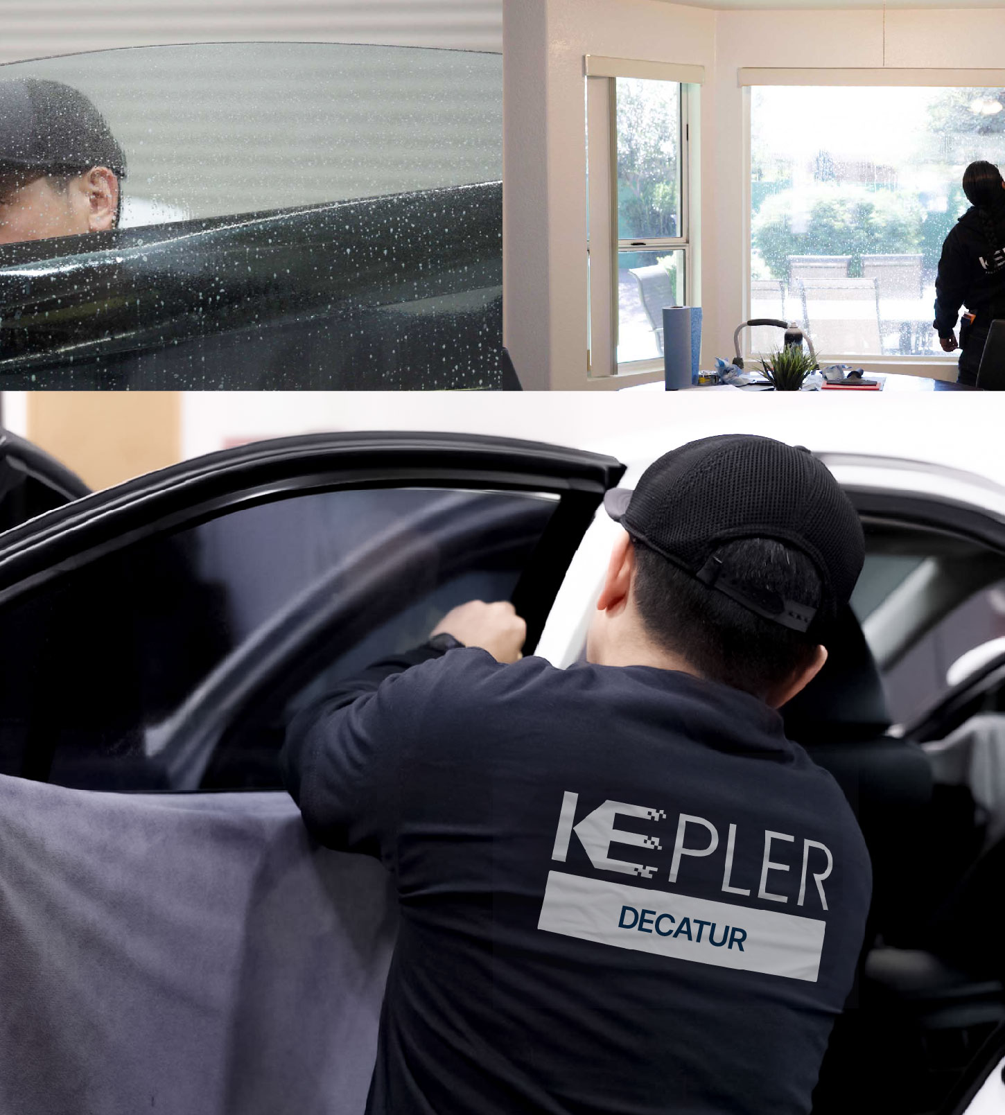 Automotive Window Tinting Expert Applying Film in Decatur, Georgia