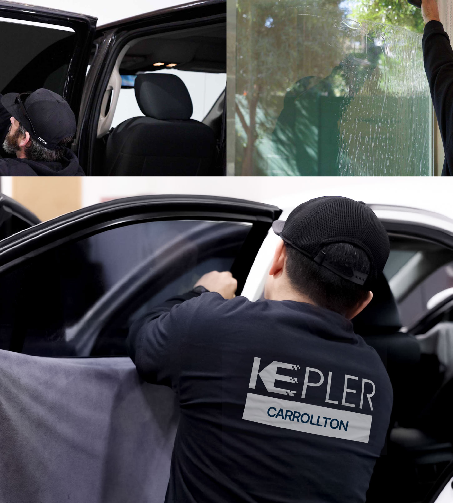 Automotive Window Tinting Expert Applying Film in Carrollton, Georgia