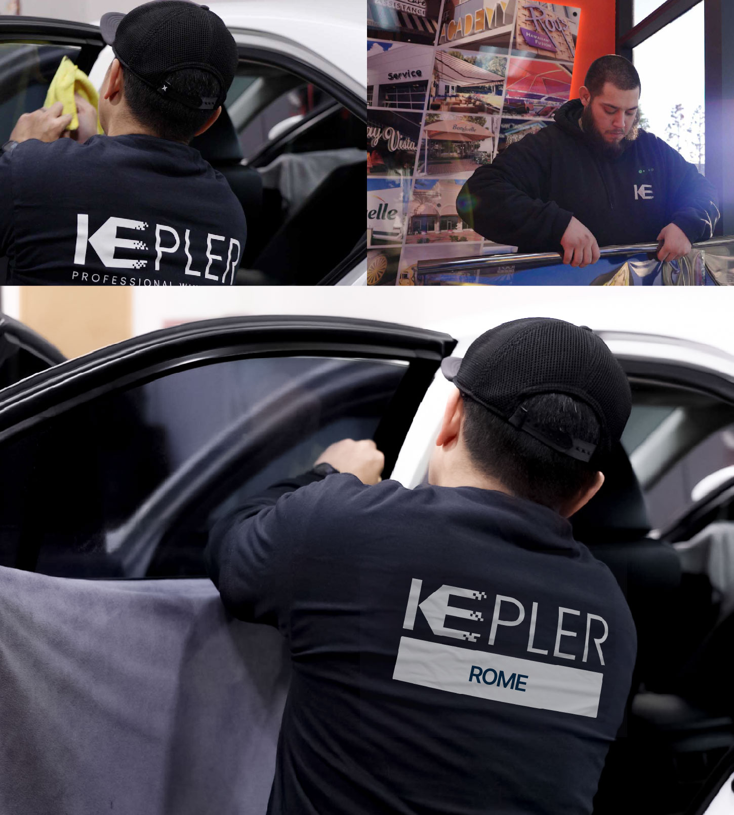 Automotive Window Tinting Expert Applying Film in Rome, Georgia