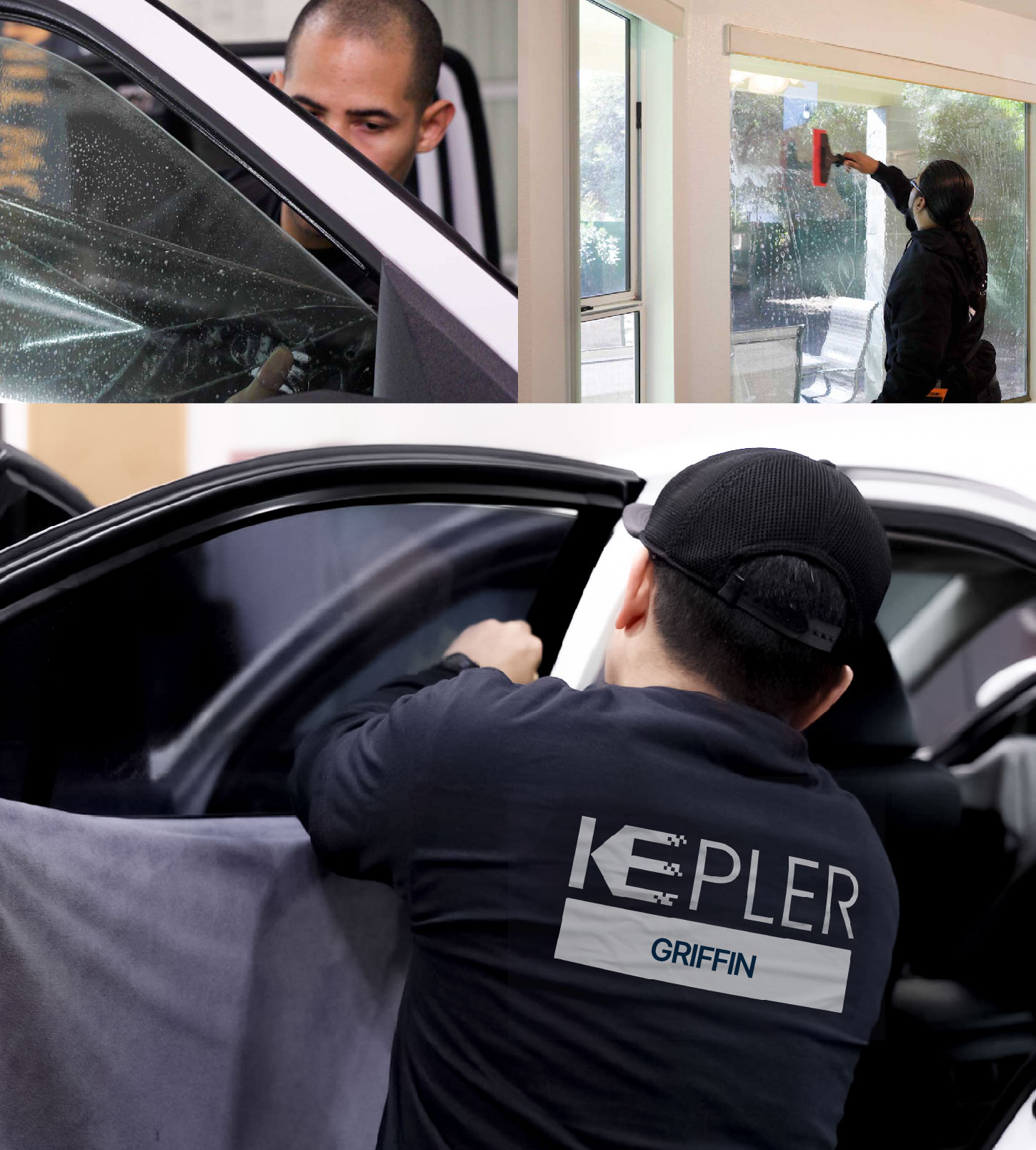 Automotive Window Tinting Expert Applying Film in Griffin, Georgia