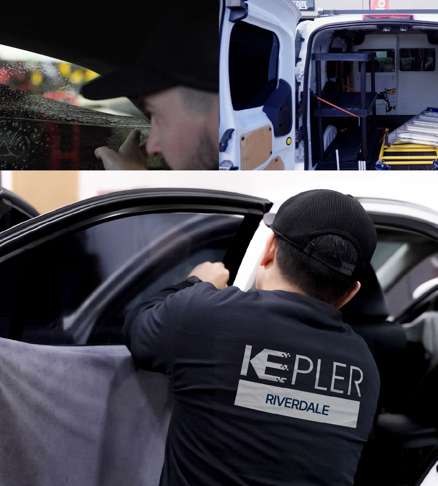 Automotive Window Tinting Expert Applying Film in Riverdale, Georgia