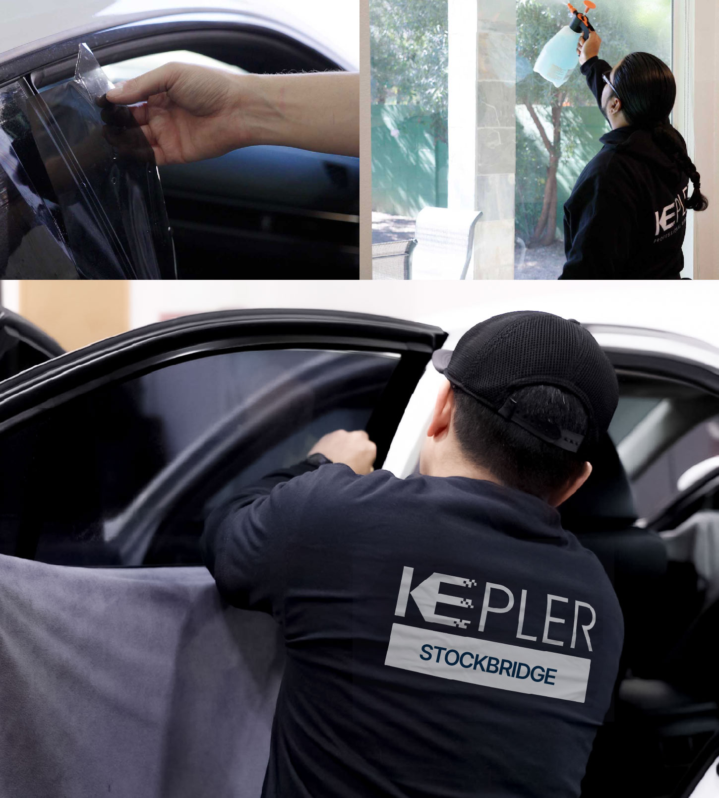 Automotive Window Tinting Expert Applying Film in Stockbridge, Georgia