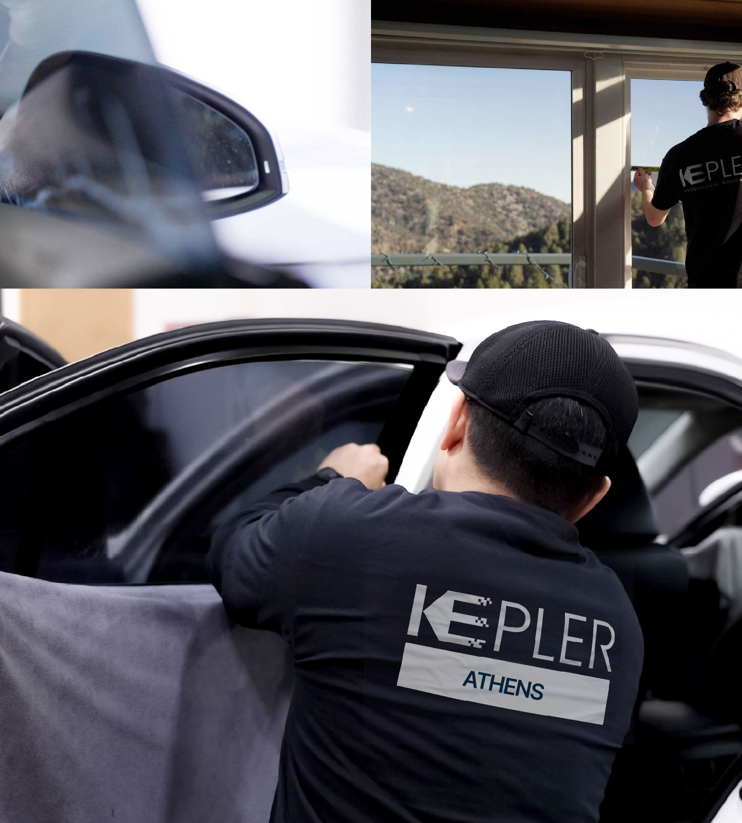 Automotive Window Tinting Expert Applying Film in Athens, Georgia