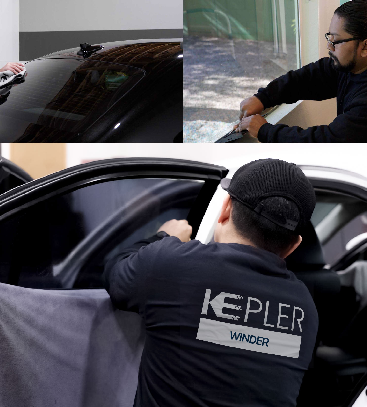Automotive Window Tinting Expert Applying Film in Winder, Georgia