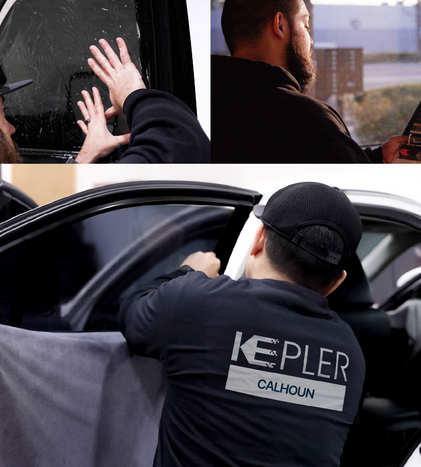 Automotive Window Tinting Expert Applying Film in Calhoun, Georgia