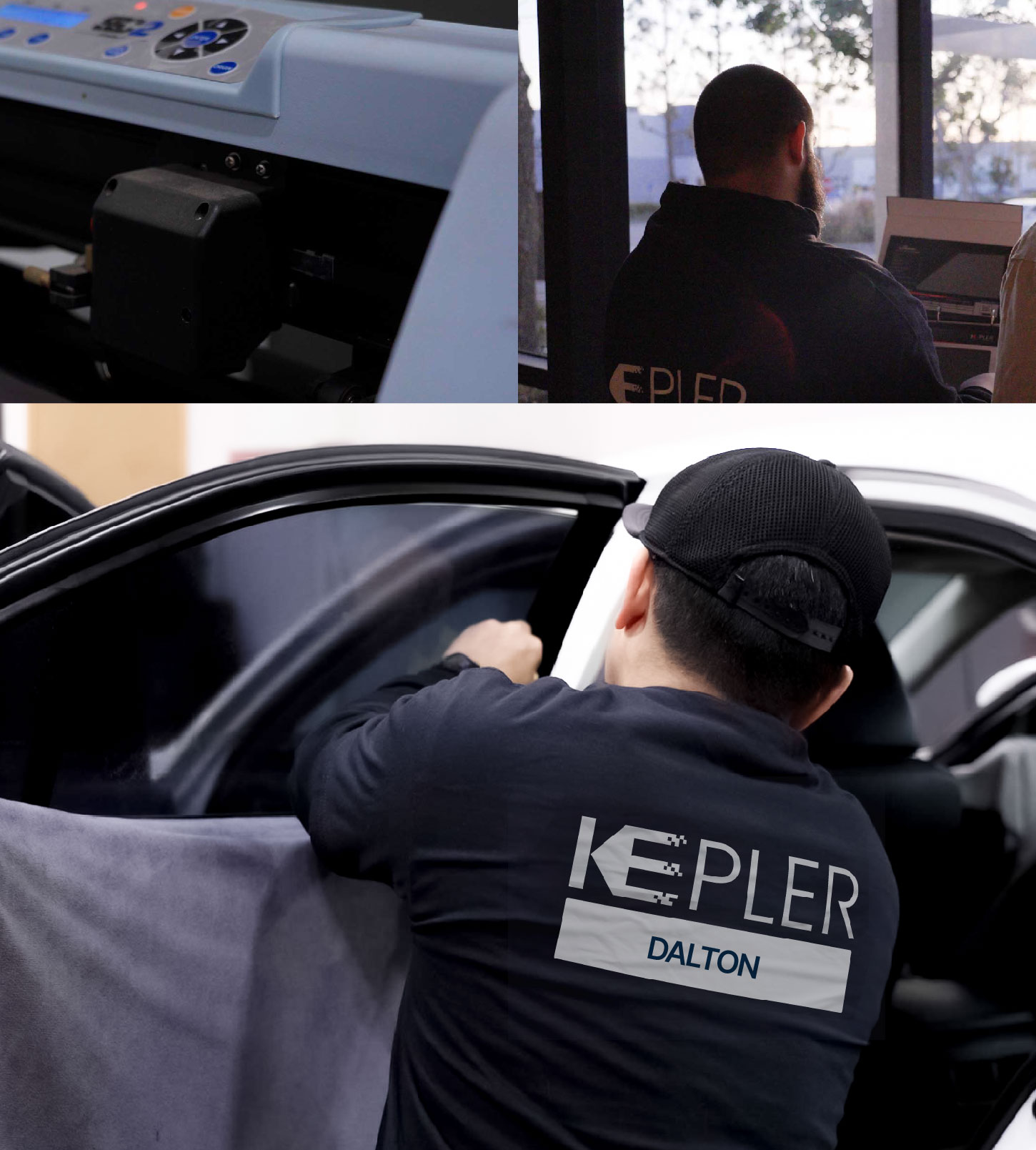 Automotive Window Tinting Expert Applying Film in Dalton, Georgia