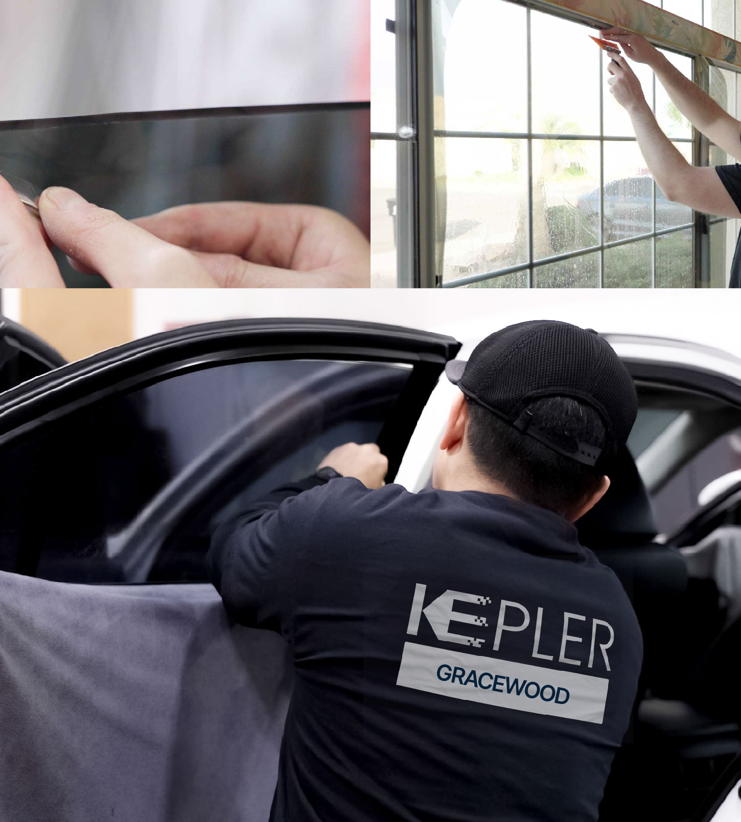 Automotive Window Tinting Expert Applying Film in Gracewood, Georgia