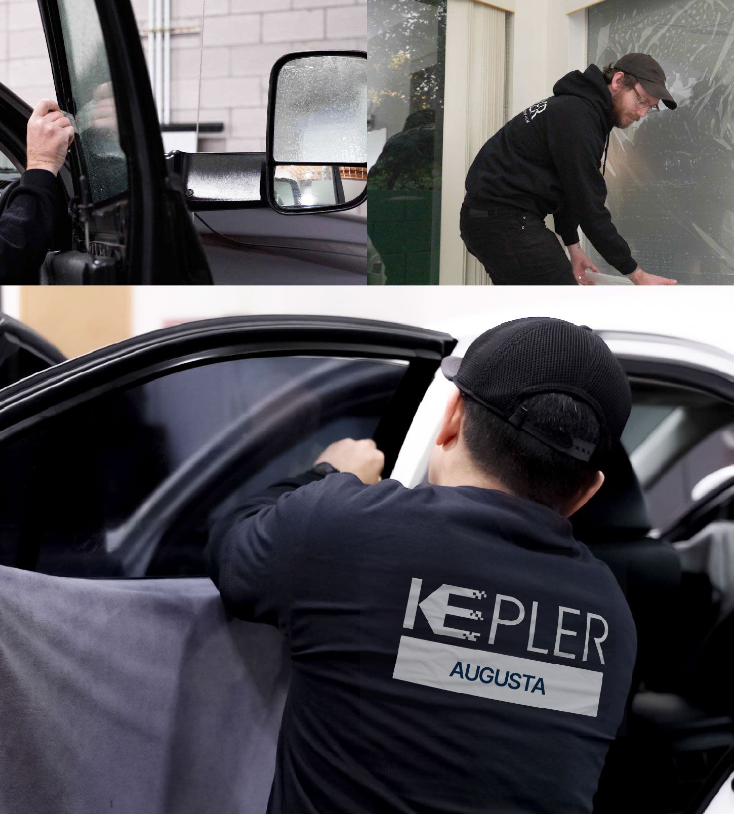Automotive Window Tinting Expert Applying Film in Augusta, Georgia