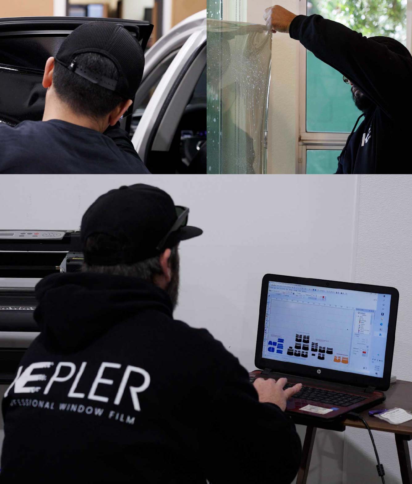 Ceramic Window Tinting Expert Cutting Film in Fairhope, Alabama