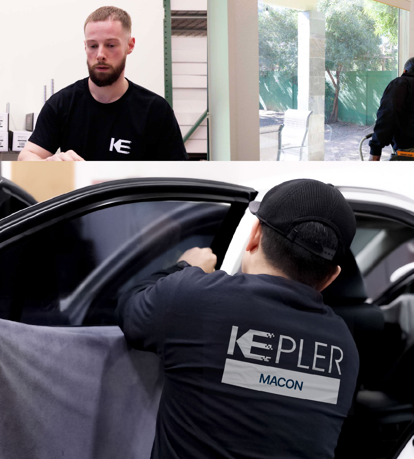 Automotive Window Tinting Expert Applying Film in Macon, Georgia