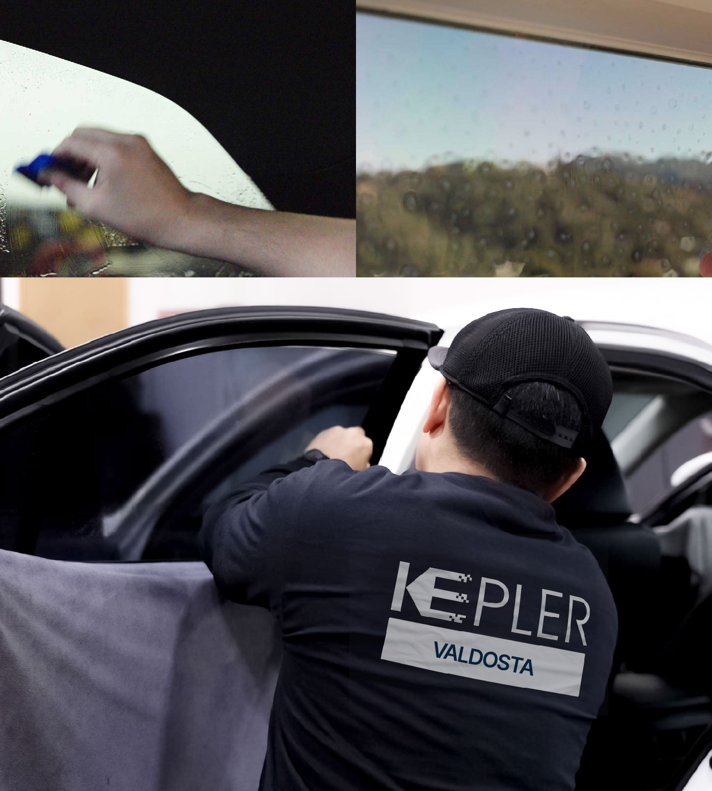 Automotive Window Tinting Expert Applying Film in Valdosta, Georgia
