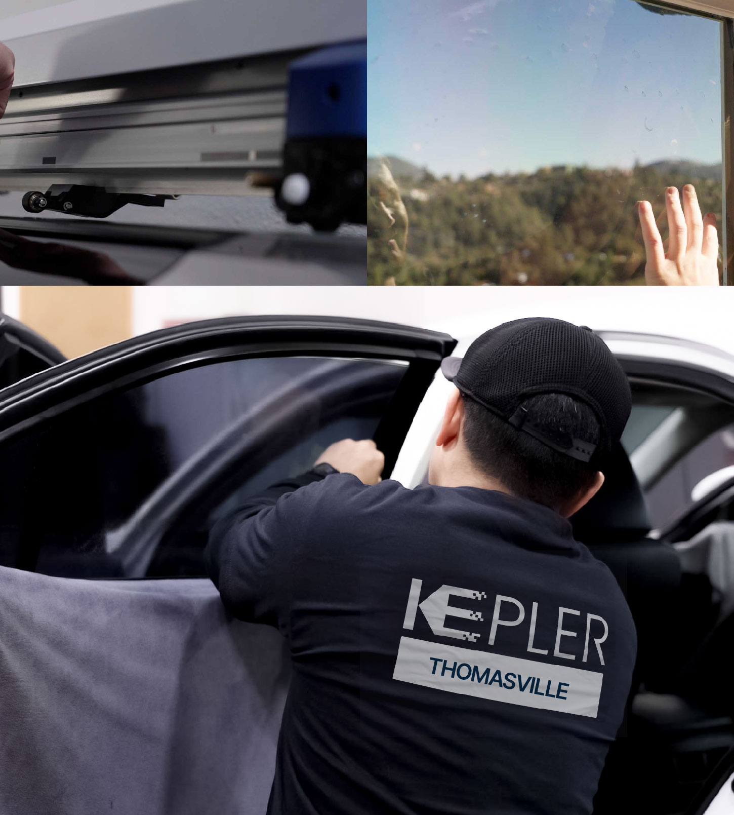 Automotive Window Tinting Expert Applying Film in Thomasville, Georgia