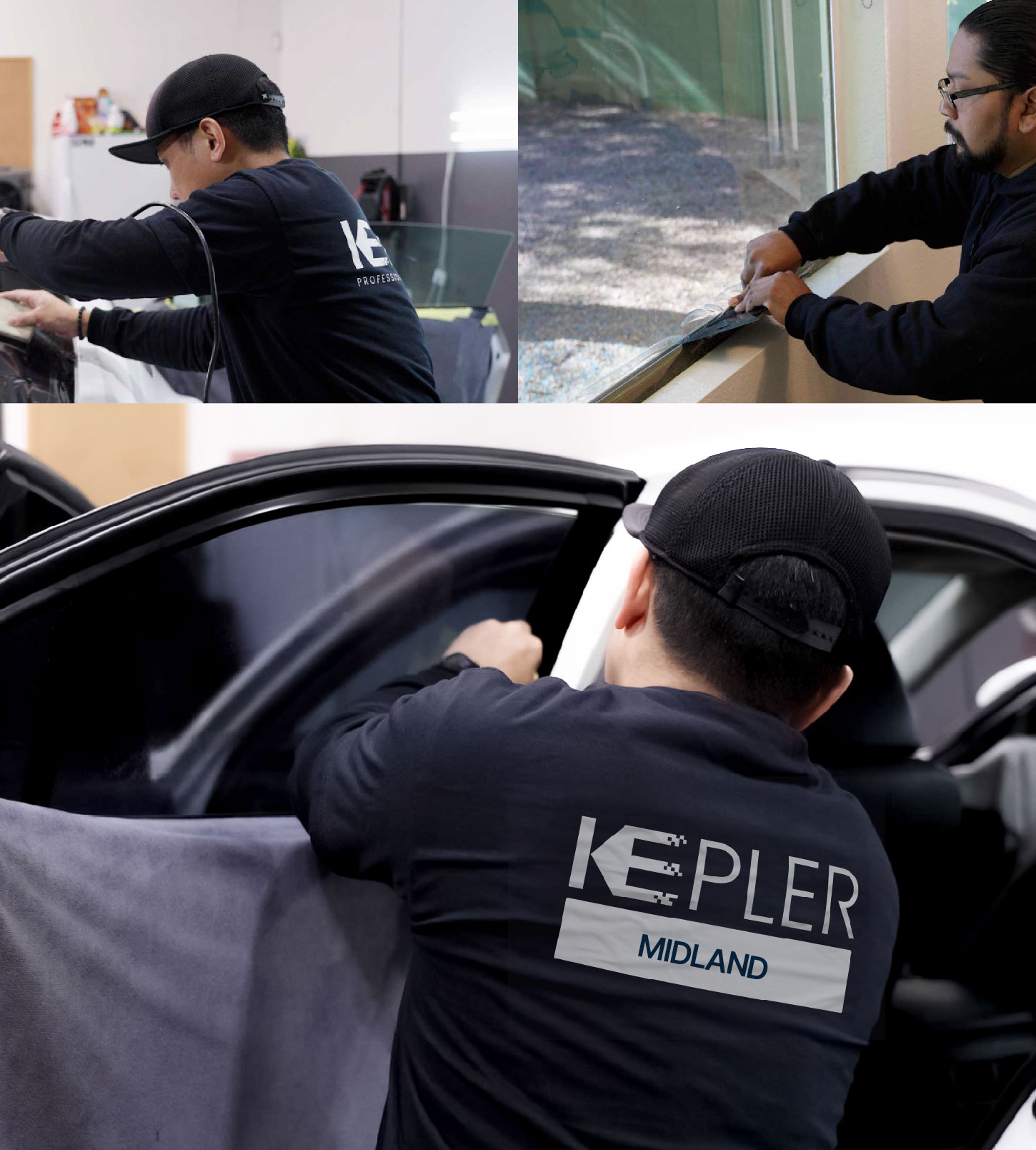 Automotive Window Tinting Expert Applying Film in Midland, Georgia