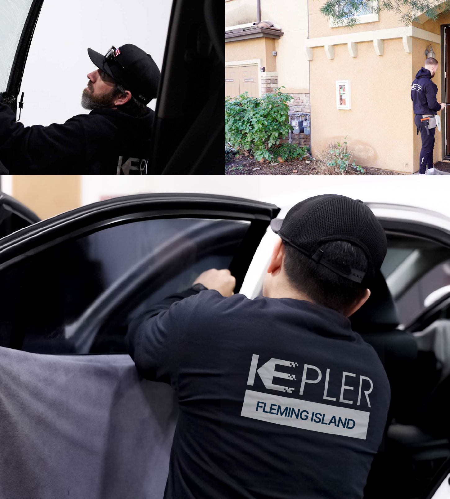 Automotive Window Tinting Expert Applying Film in Fleming Island, Florida