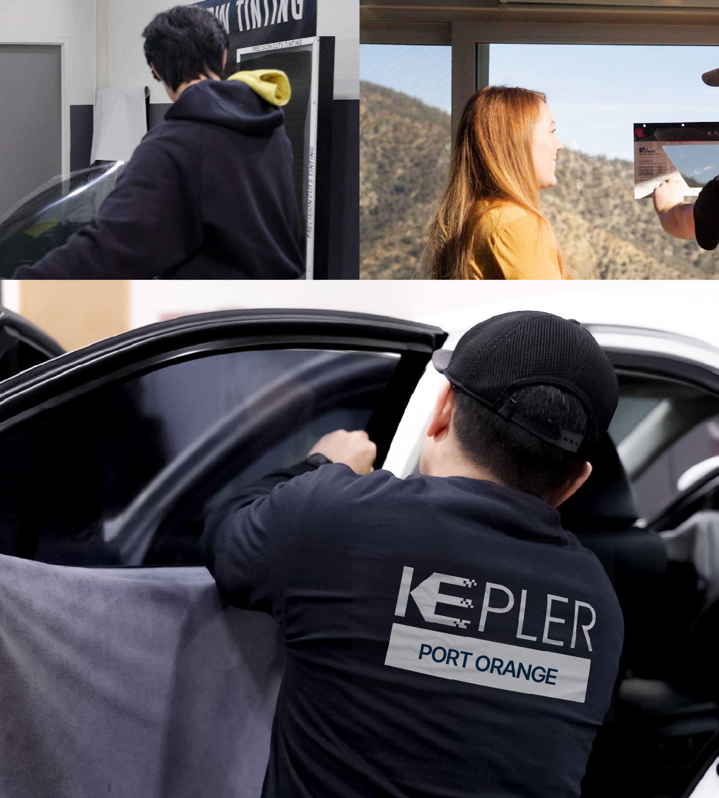 Automotive Window Tinting Expert Applying Film in Port Orange, Florida