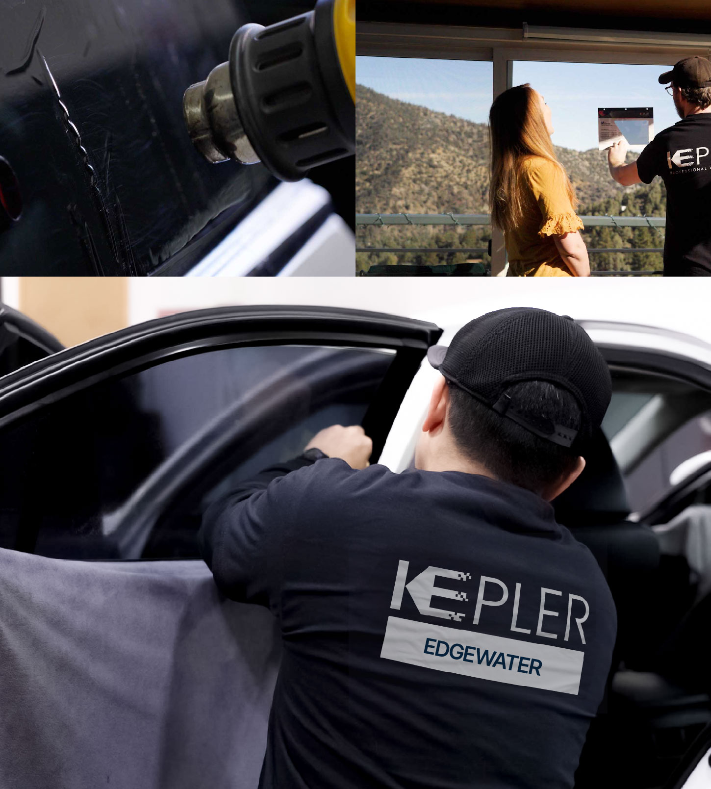 Automotive Window Tinting Expert Applying Film in Edgewater, Florida