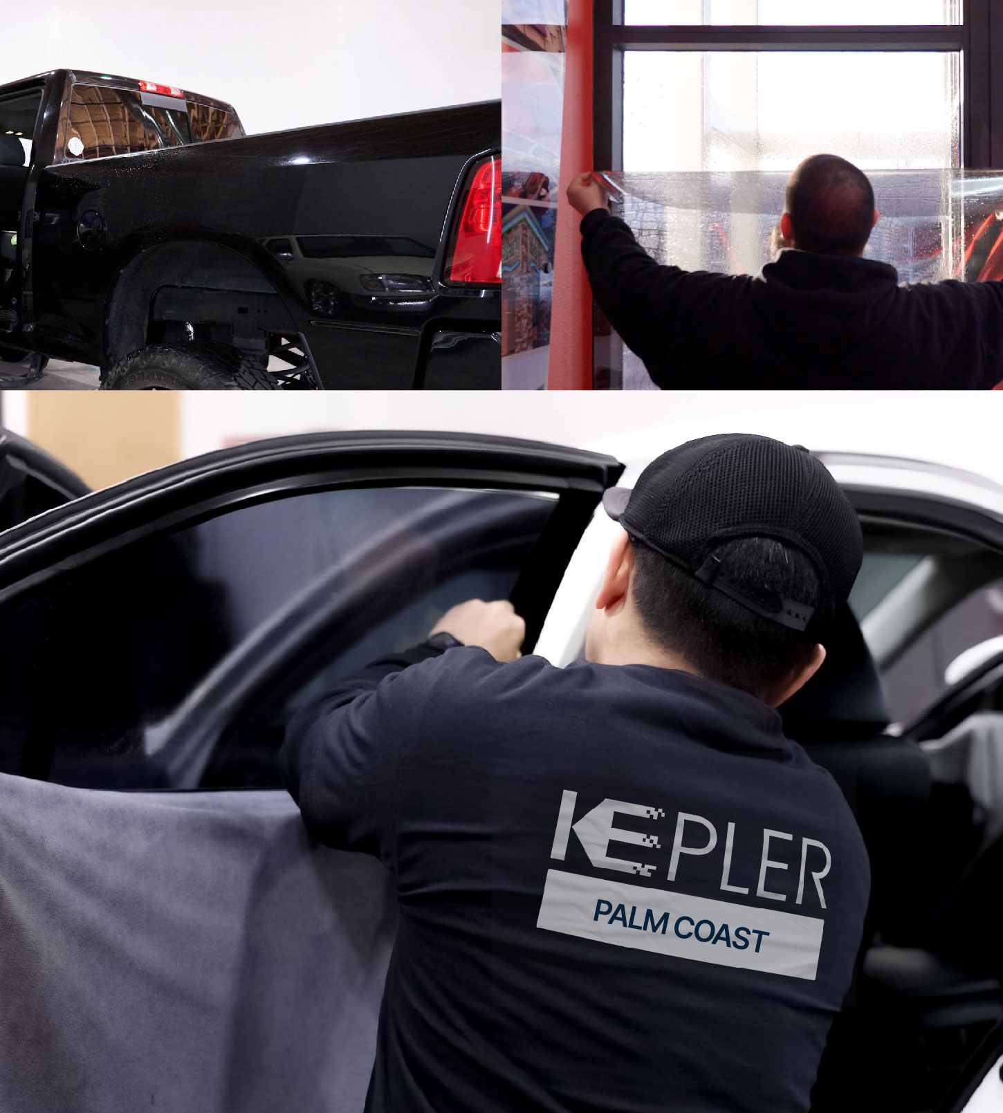 Automotive Window Tinting Expert Applying Film in Palm Coast, Florida