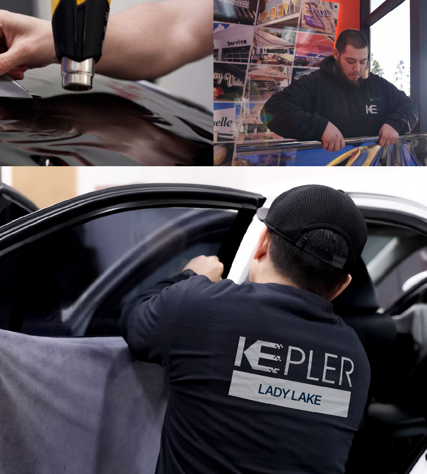 Automotive Window Tinting Expert Applying Film in Lady Lake, Florida