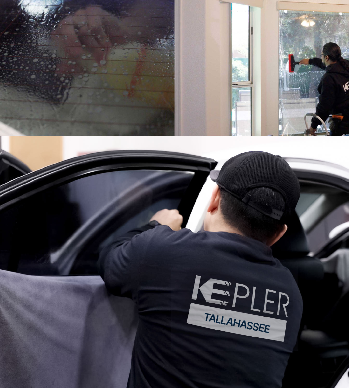 Automotive Window Tinting Expert Applying Film in Tallahassee, Florida