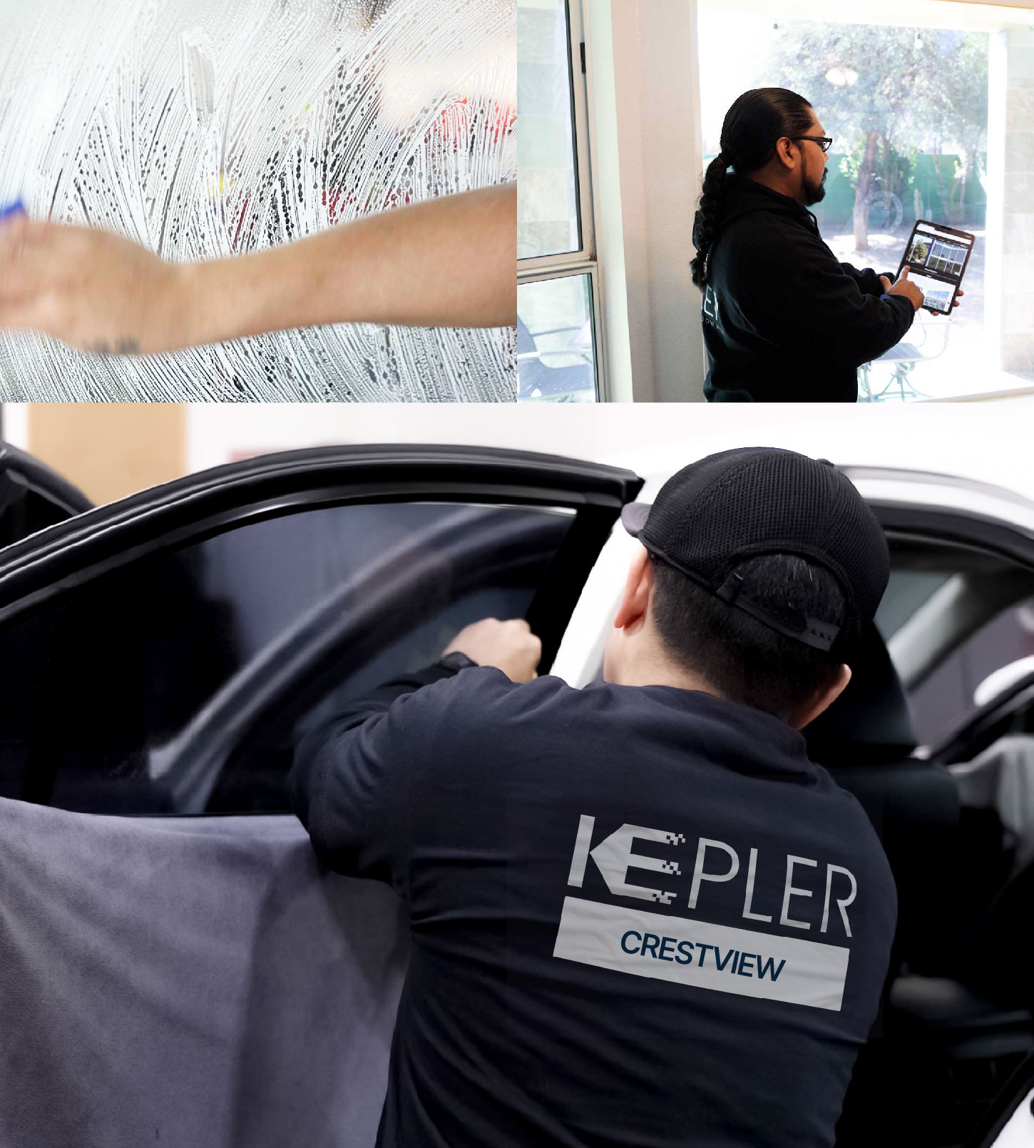 Automotive Window Tinting Expert Applying Film in Crestview, Florida