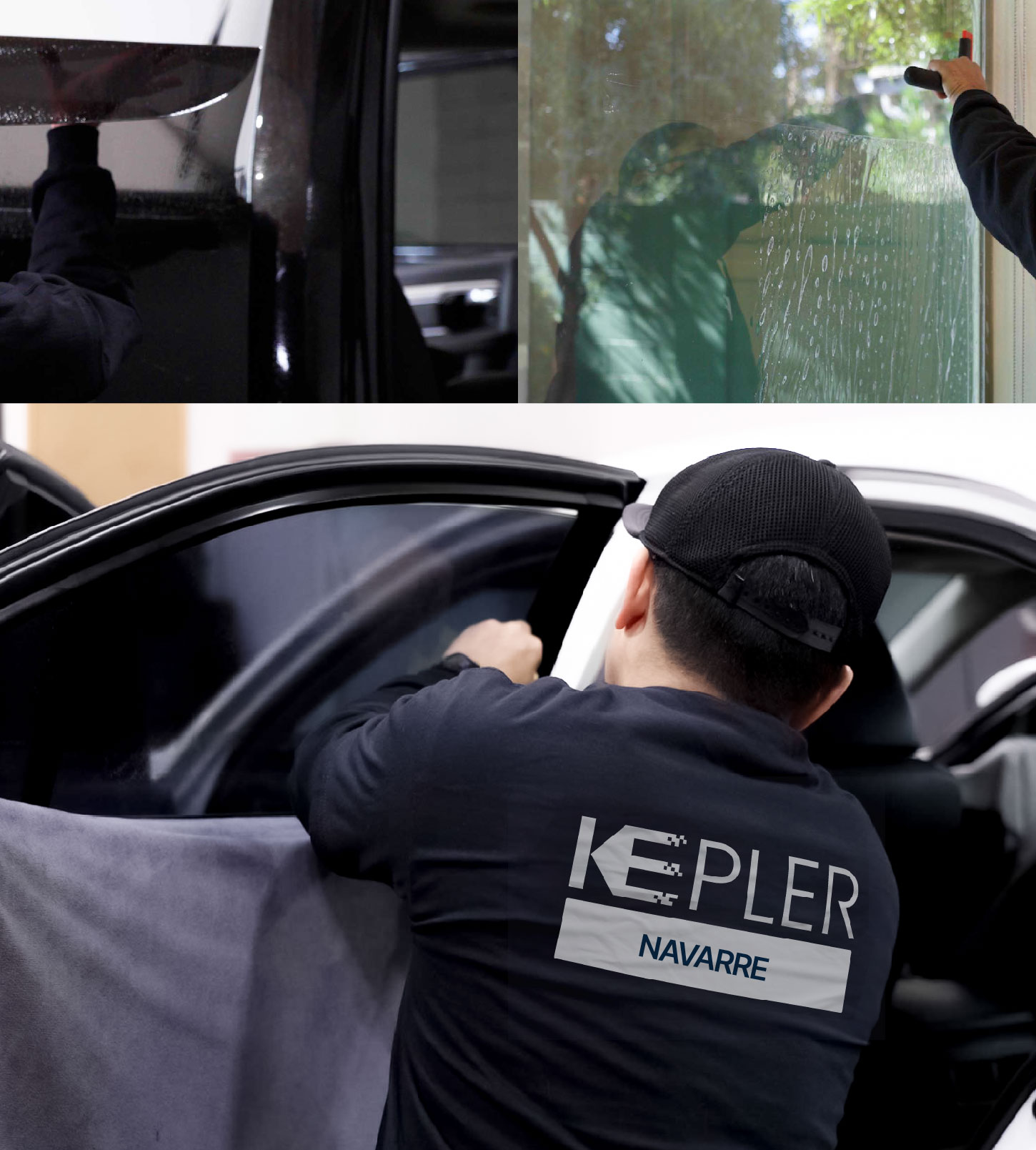 Automotive Window Tinting Expert Applying Film in Navarre, Florida