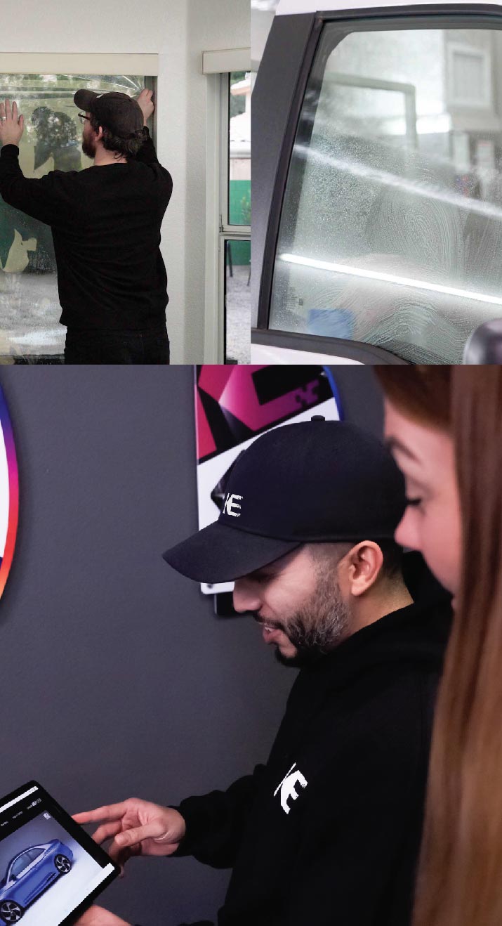 Kepler Dealer Showing Window Film Options to Customer in Coachella, California