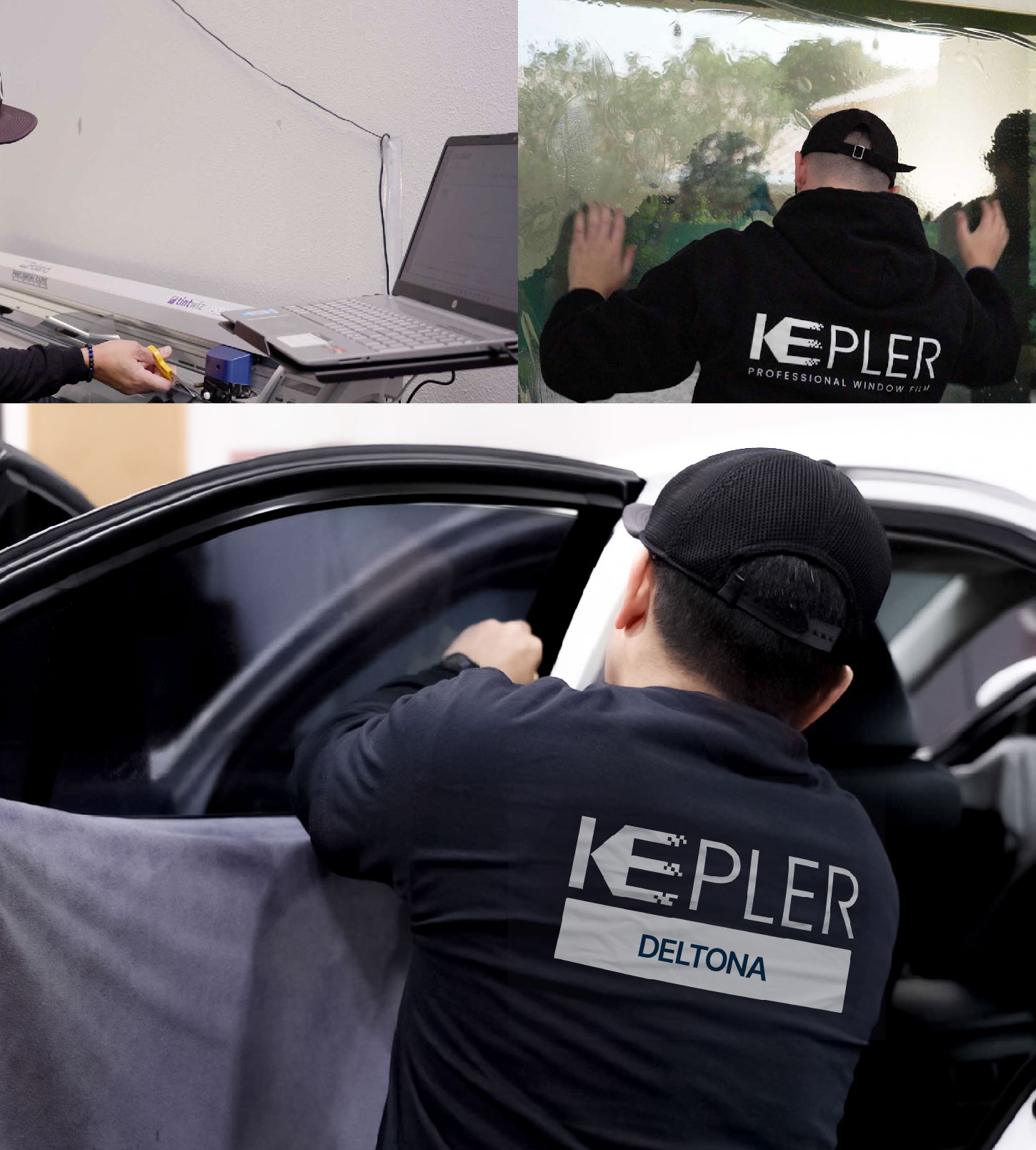 Automotive Window Tinting Expert Applying Film in Deltona, Florida