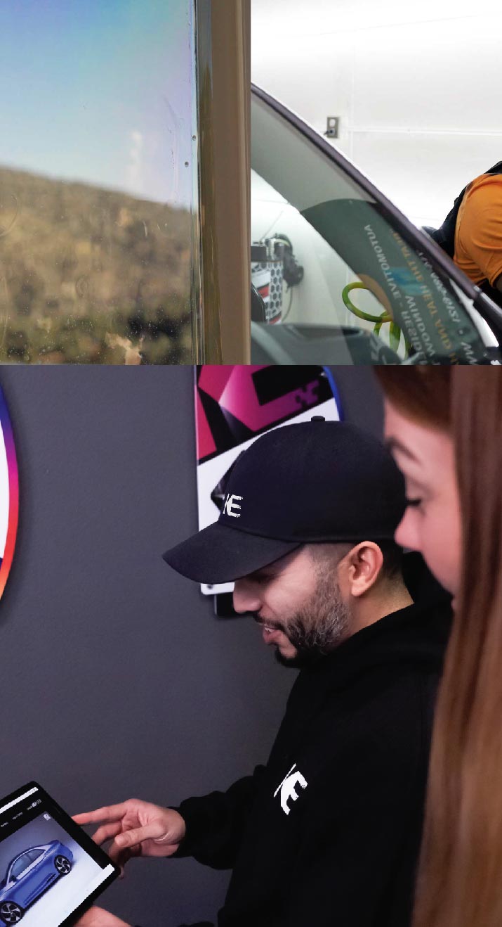 Kepler Dealer Showing Window Film Options to Customer in El Centro, California