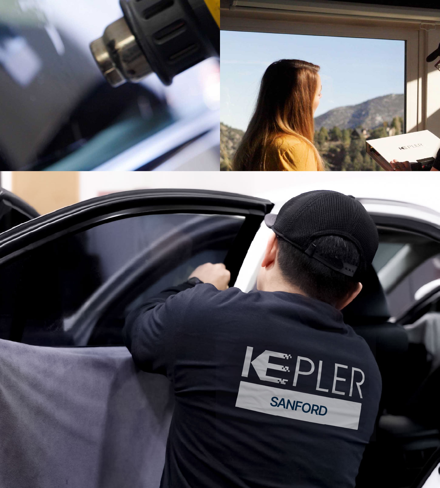 Automotive Window Tinting Expert Applying Film in Sanford, Florida