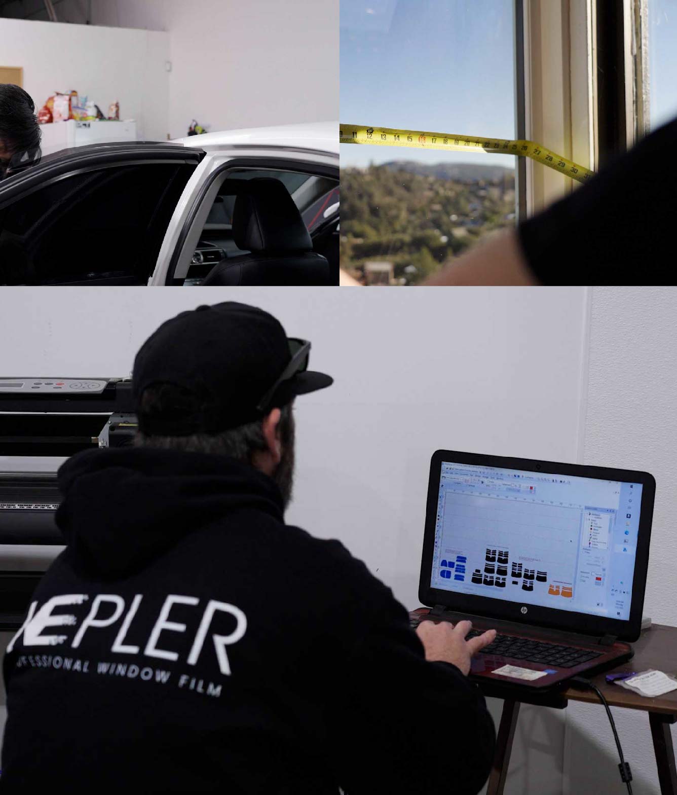 Ceramic Window Tinting Expert Cutting Film in Gulfport, Mississippi