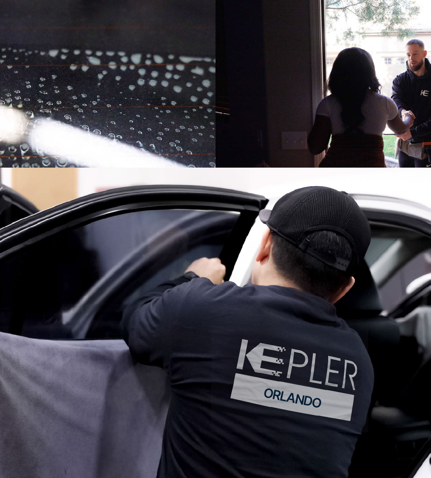 Automotive Window Tinting Expert Applying Film in Orlando, Florida