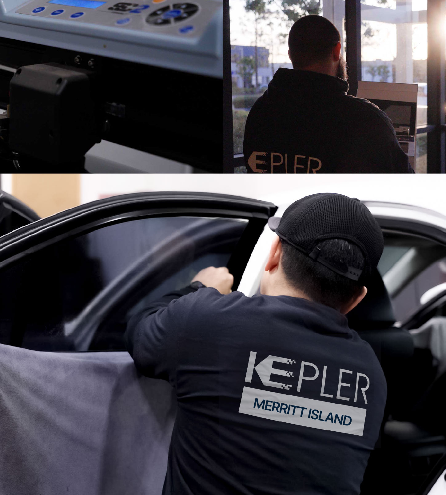Automotive Window Tinting Expert Applying Film in Merritt Island, Florida