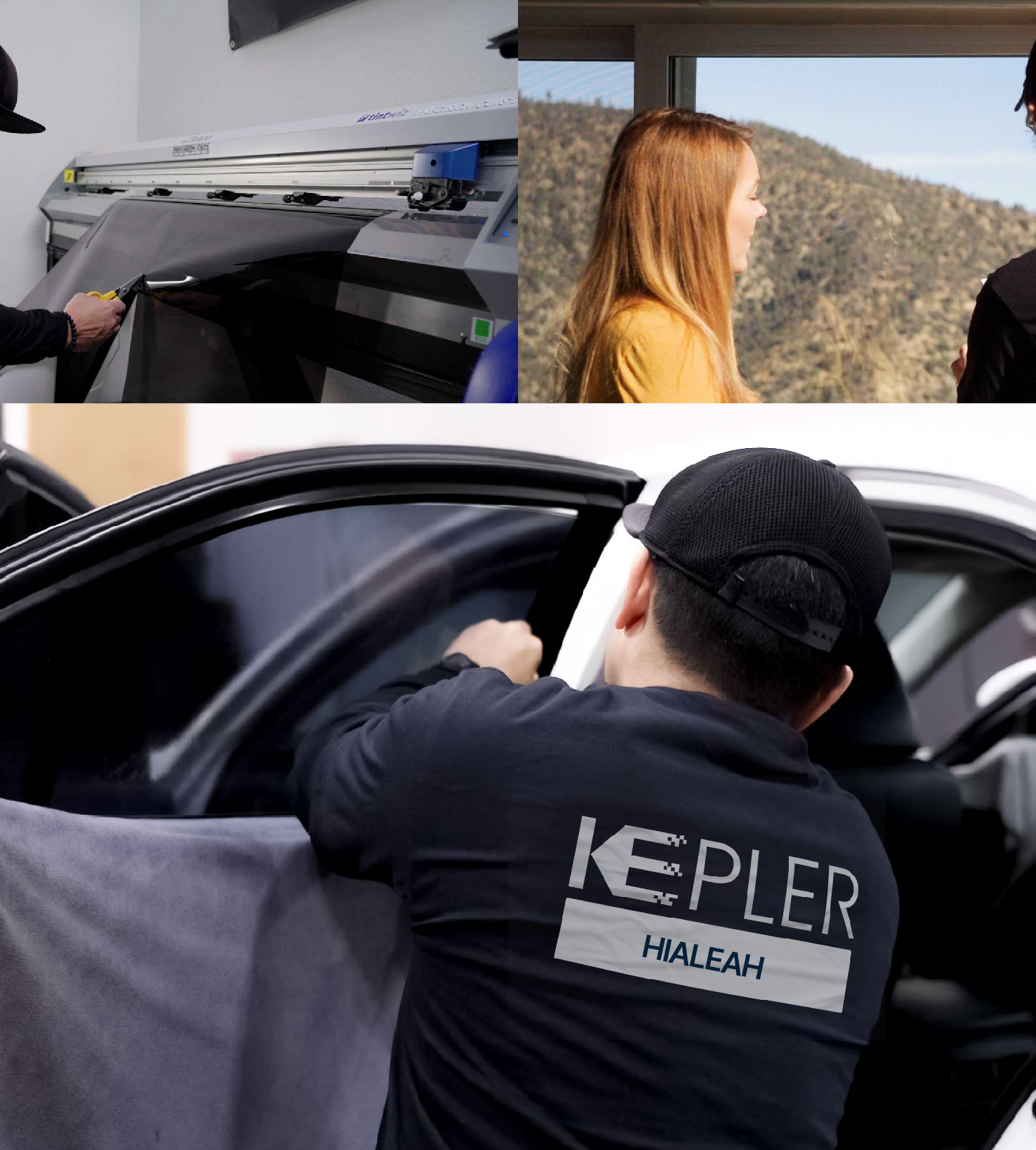 Automotive Window Tinting Expert Applying Film in Hialeah, Florida