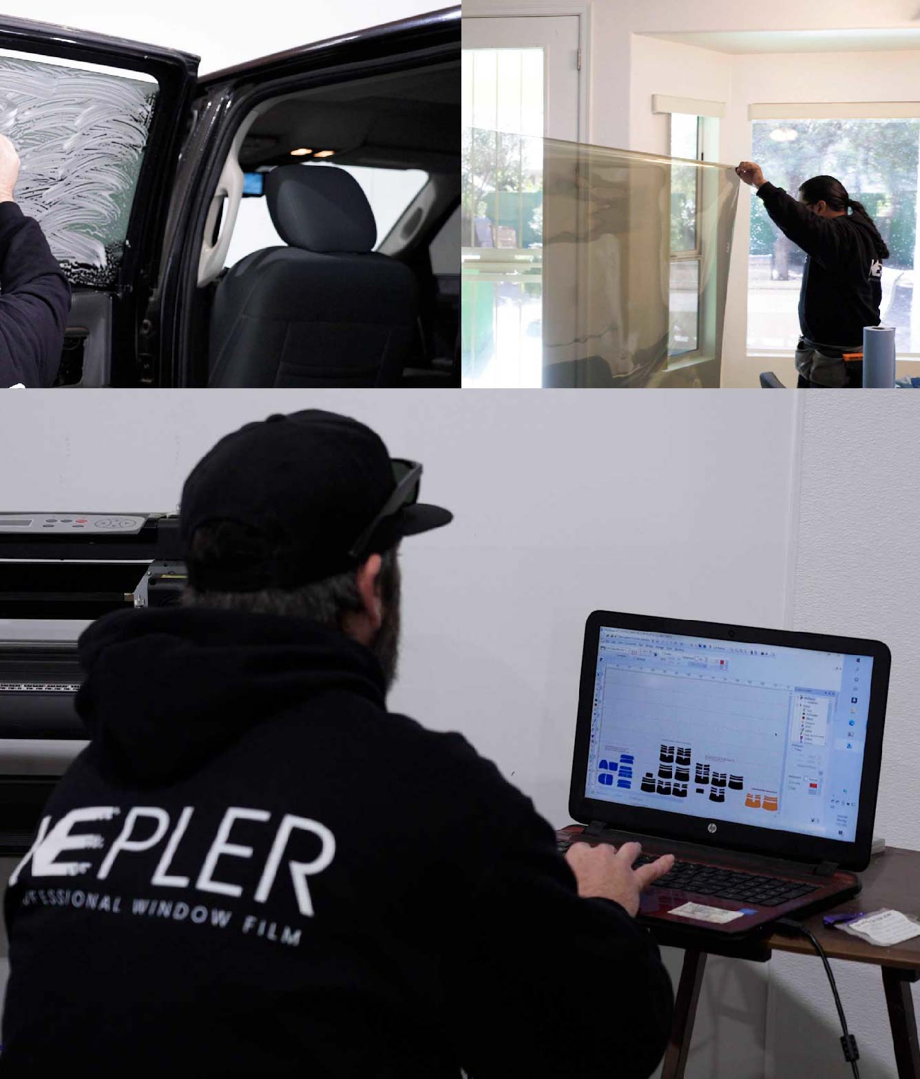Ceramic Window Tinting Expert Cutting Film in Independence, Kentucky