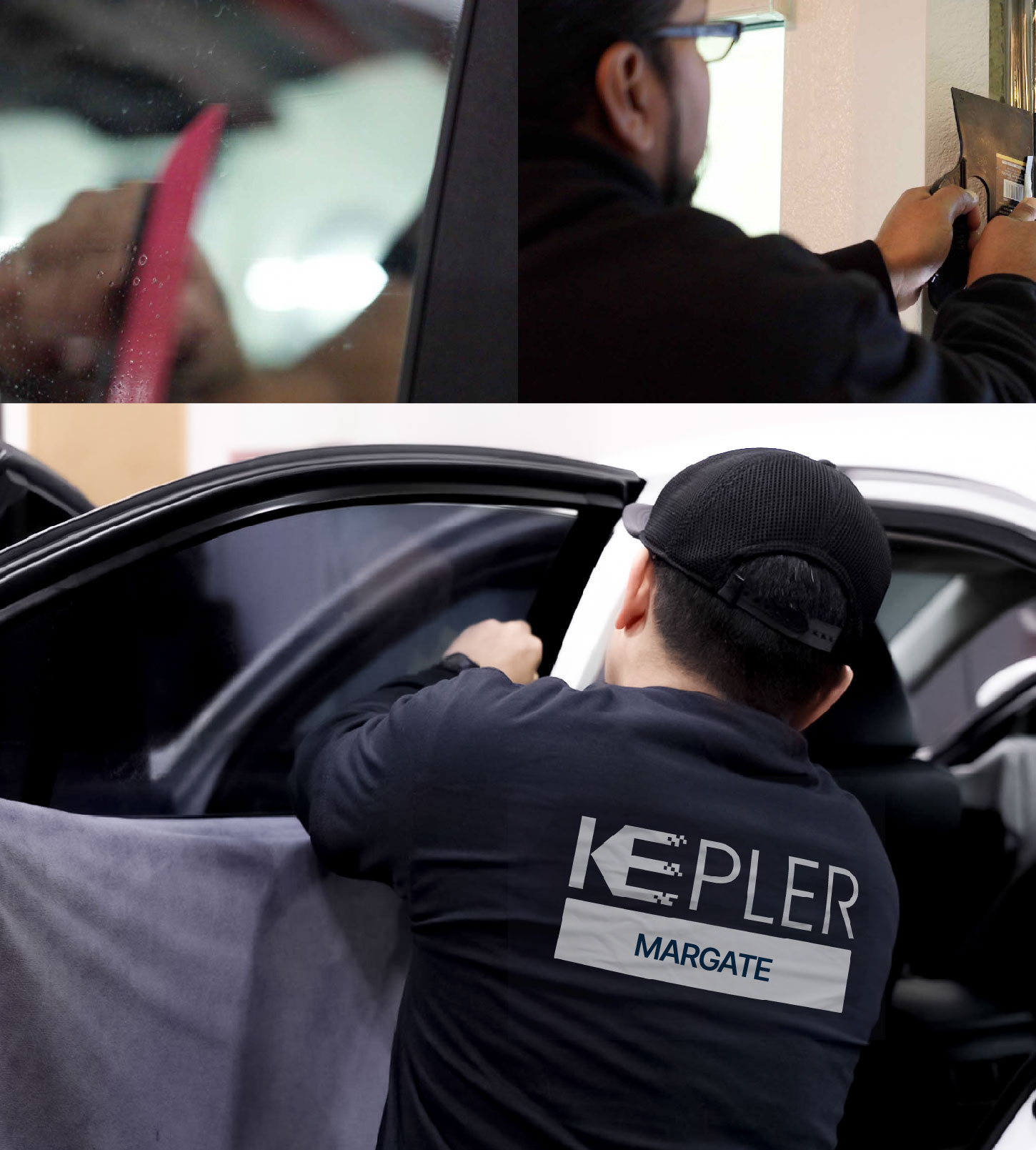 Automotive Window Tinting Expert Applying Film in Margate, Florida