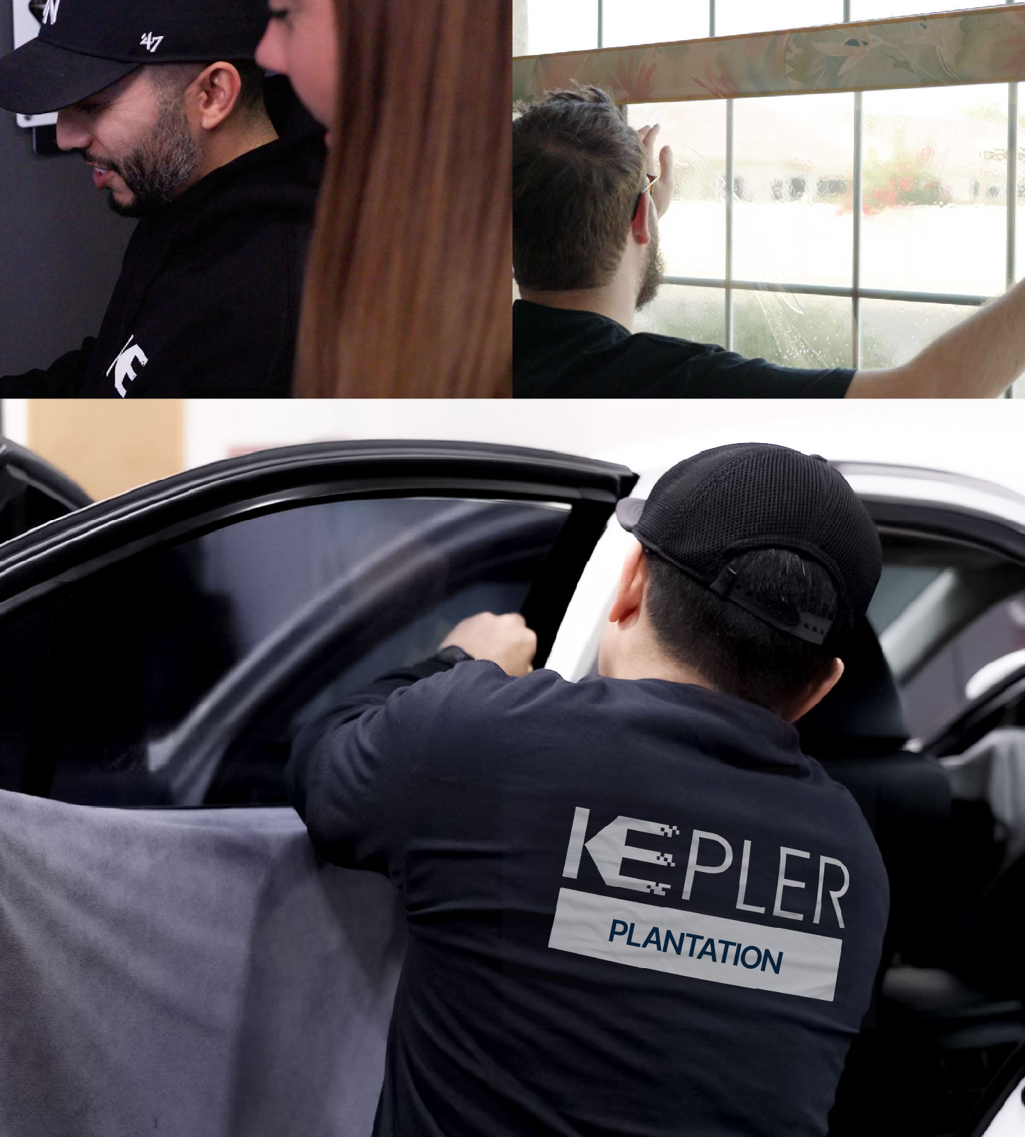 Automotive Window Tinting Expert Applying Film in Plantation, Florida