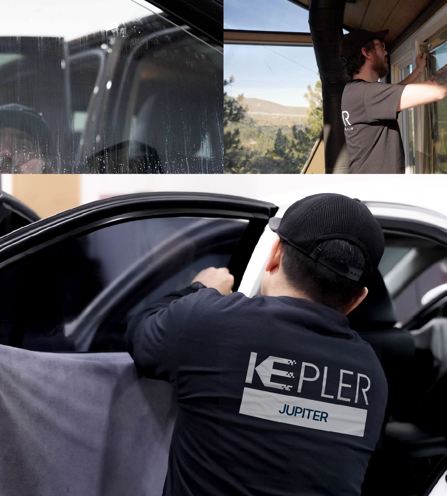Automotive Window Tinting Expert Applying Film in Jupiter, Florida