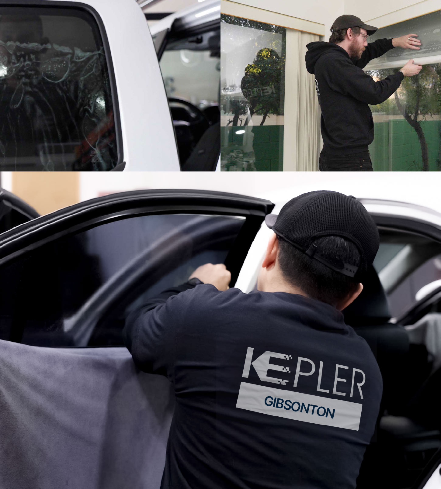 Automotive Window Tinting Expert Applying Film in Gibsonton, Florida