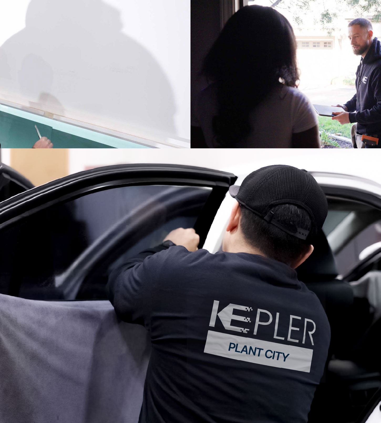 Automotive Window Tinting Expert Applying Film in Plant City, Florida