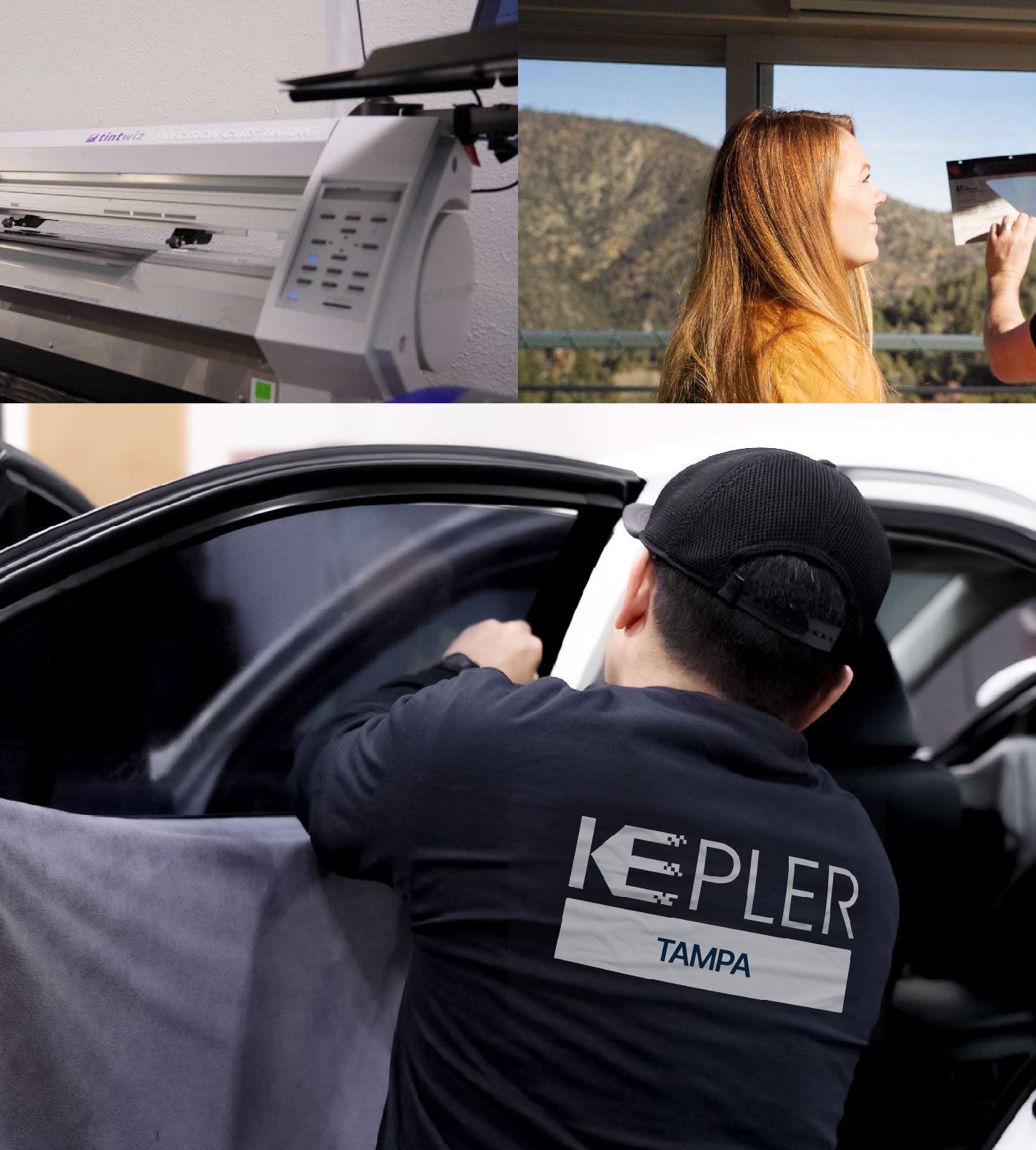 Automotive Window Tinting Expert Applying Film in Tampa, Florida