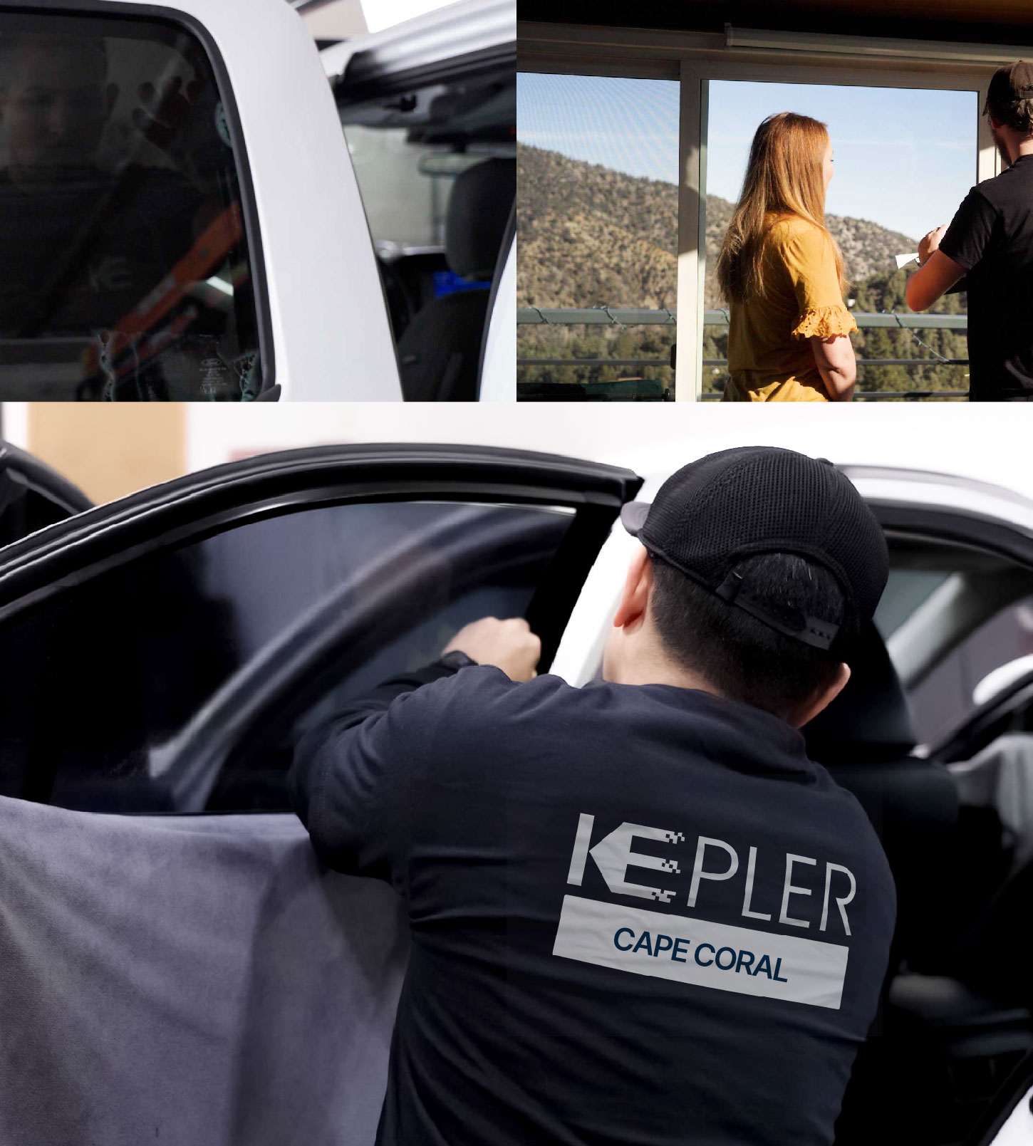 Automotive Window Tinting Expert Applying Film in Cape Coral, Florida