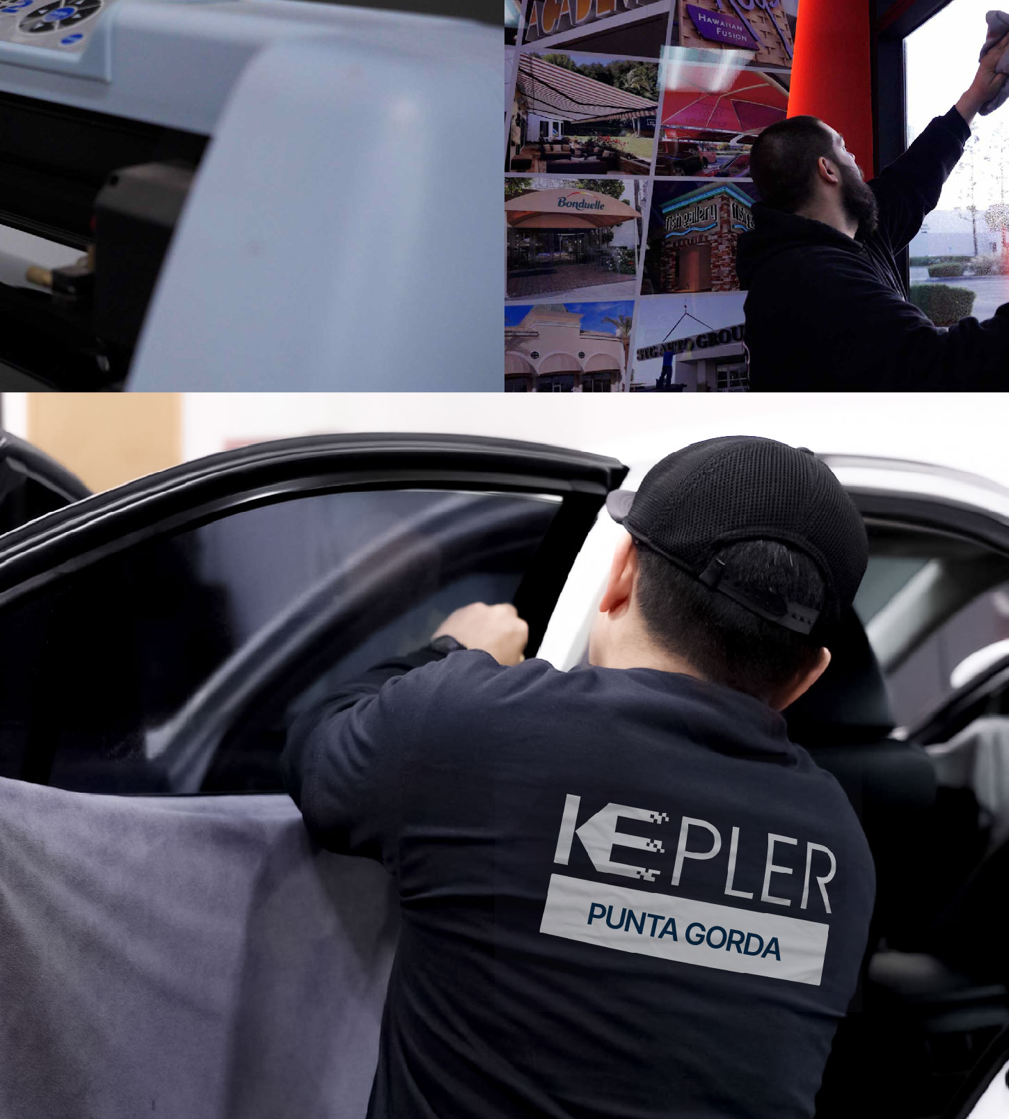 Automotive Window Tinting Expert Applying Film in Punta Gorda, Florida