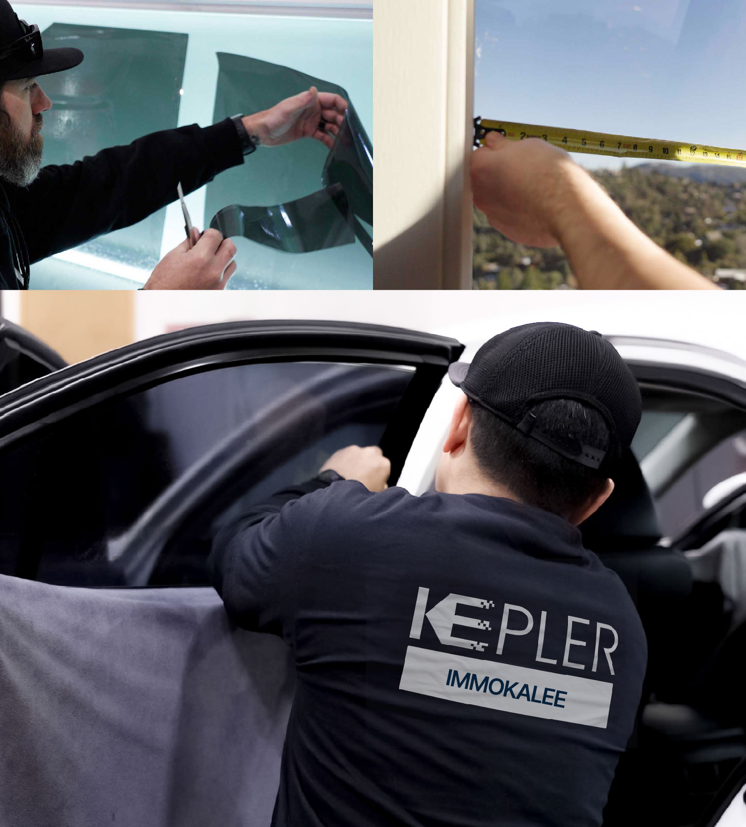Automotive Window Tinting Expert Applying Film in Immokalee, Florida