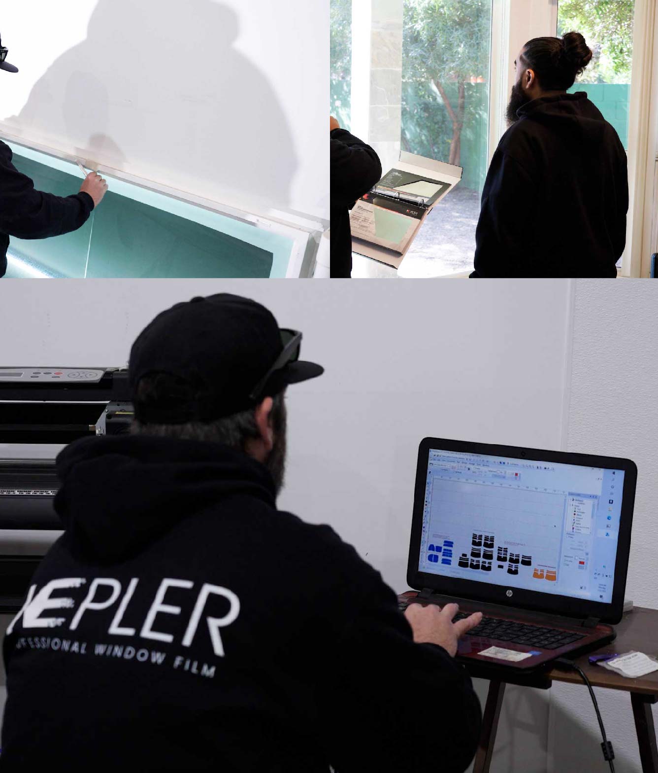 Ceramic Window Tinting Expert Cutting Film in New Philadelphia, Ohio